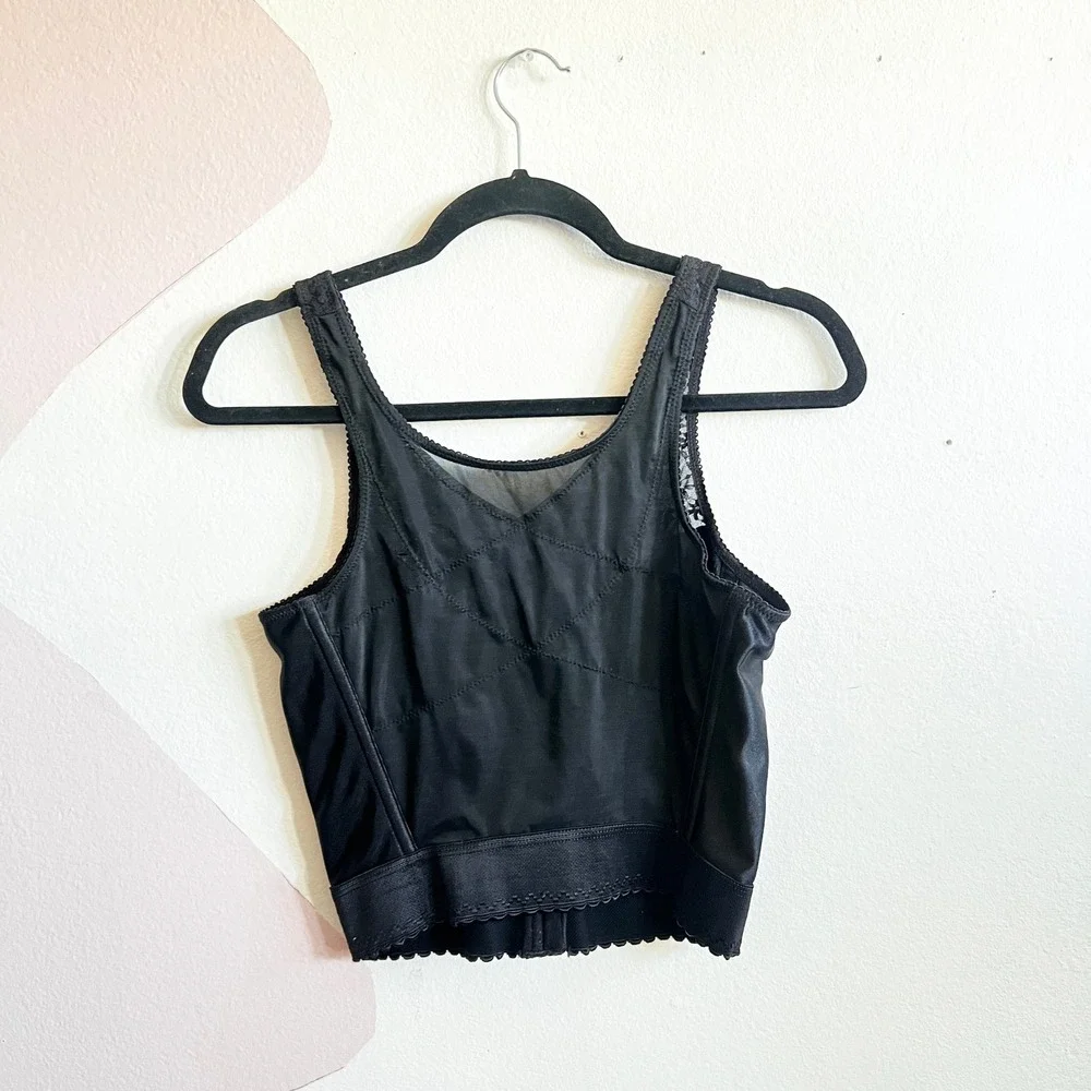 Exquisite Form Longline Bra Black 36C Vintage Pin Up Retro Corset Style Bustier‎